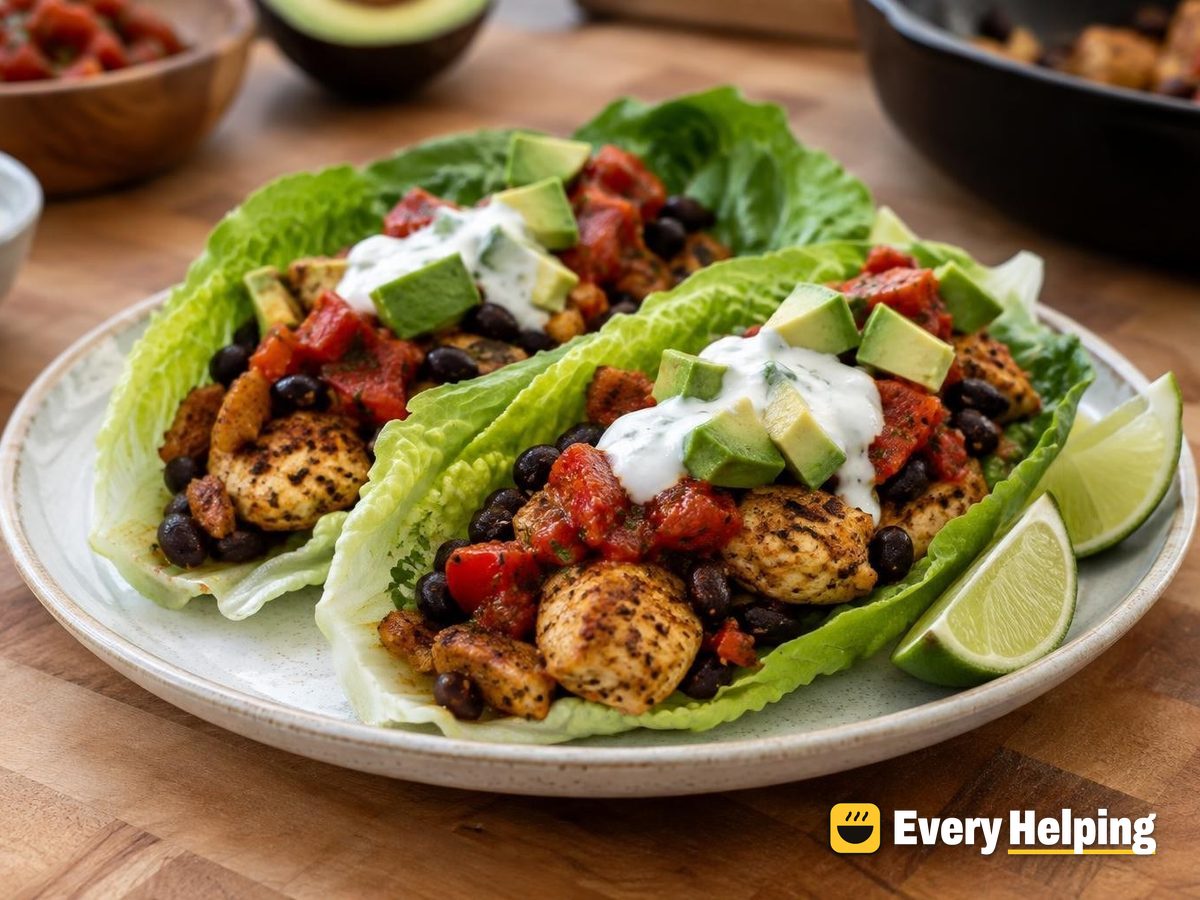 Cumin Chicken Lettuce Wraps with Roasted Pepper Salsa