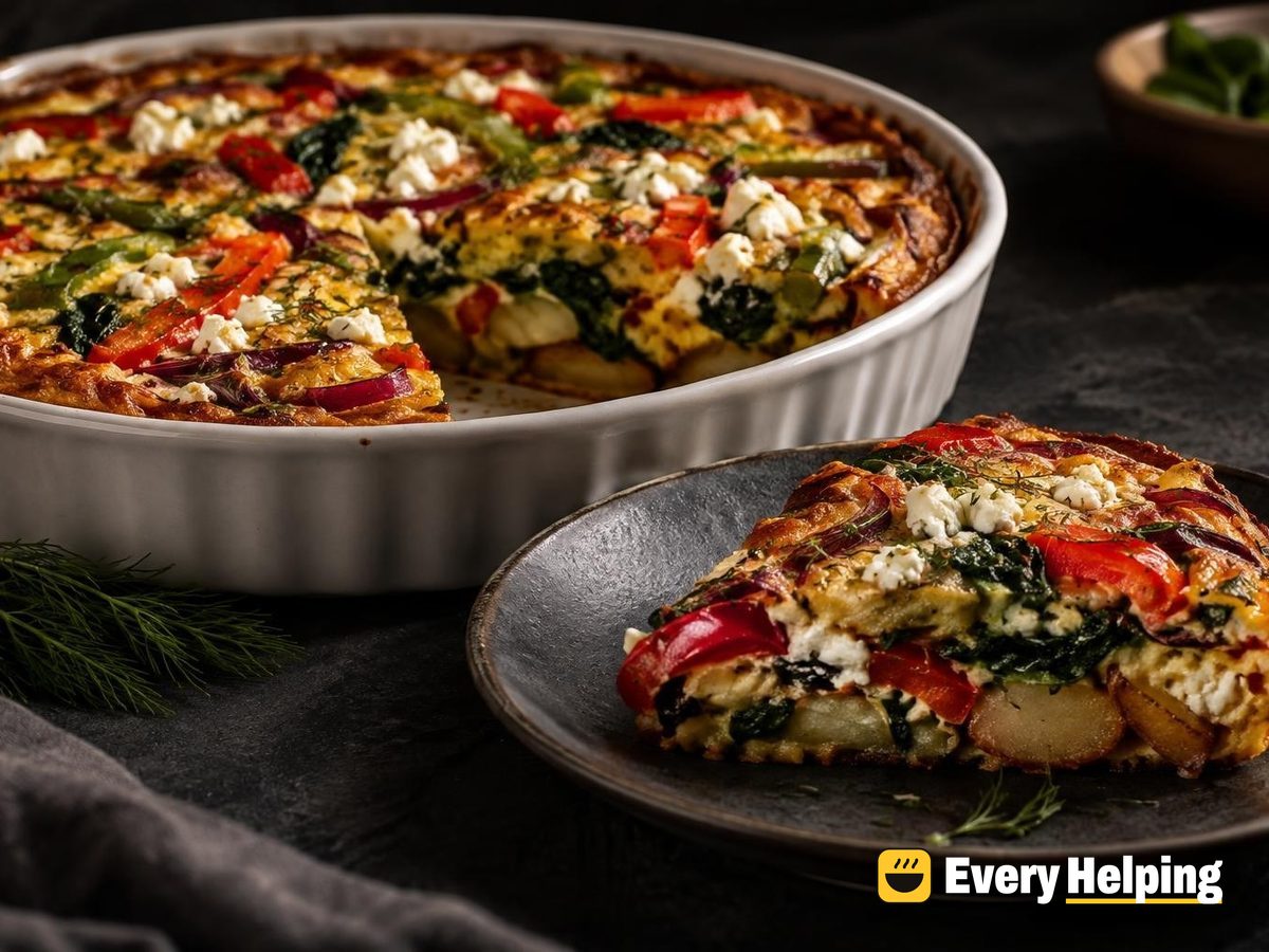 Feta, Spinach and Roasted Pepper Frittata