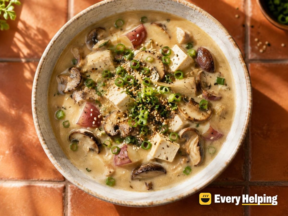 Miso Mushroom Potato Soup with Ginger