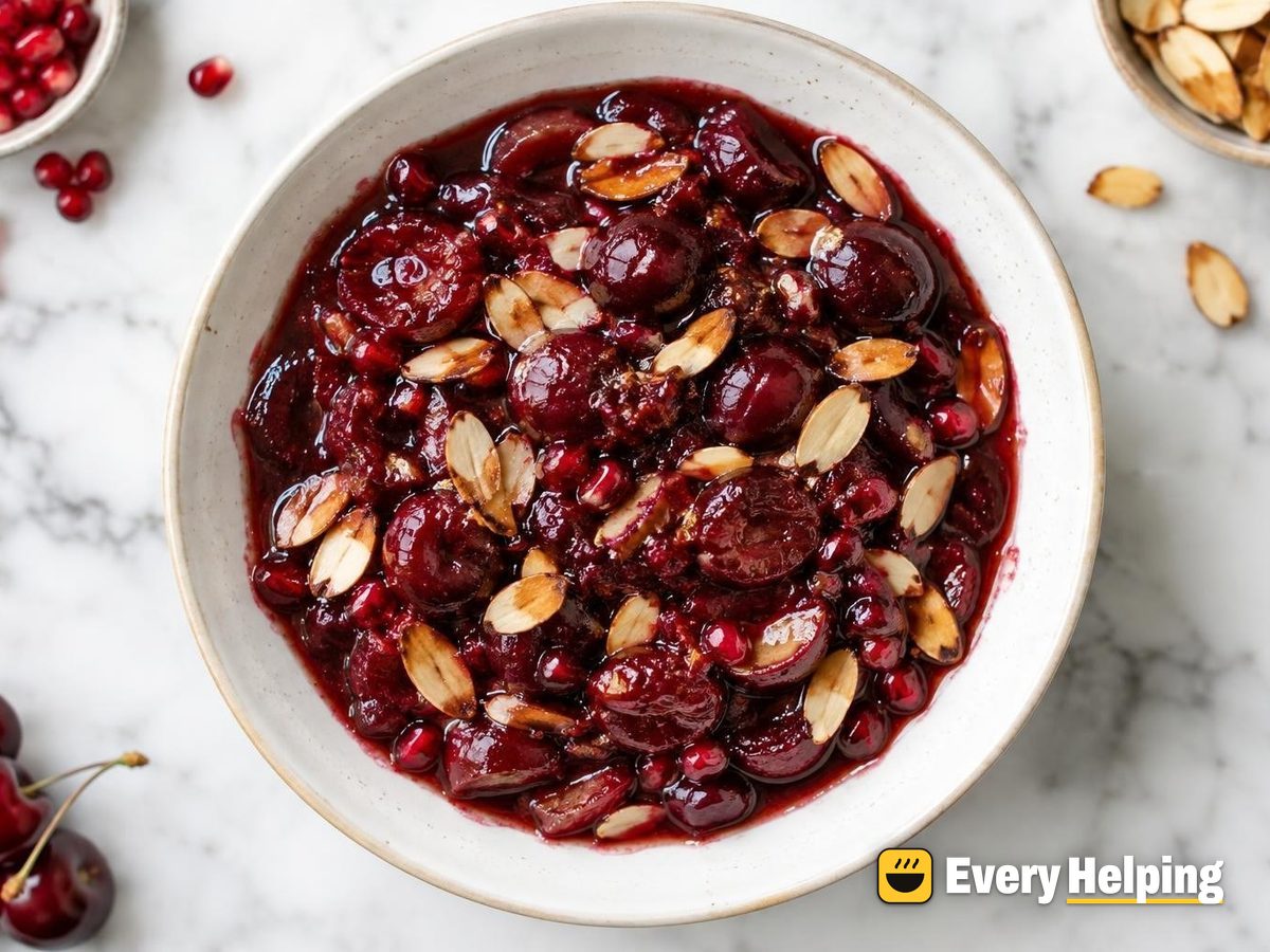 Spiced Cherry-Pomegranate Compote with Toasted Almonds