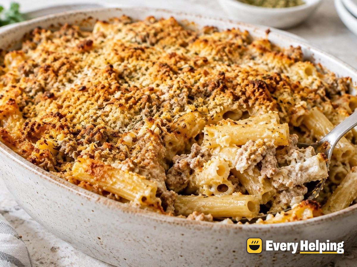 Baked Garlic Pork Ziti with Fennel-Spiced Crumbs