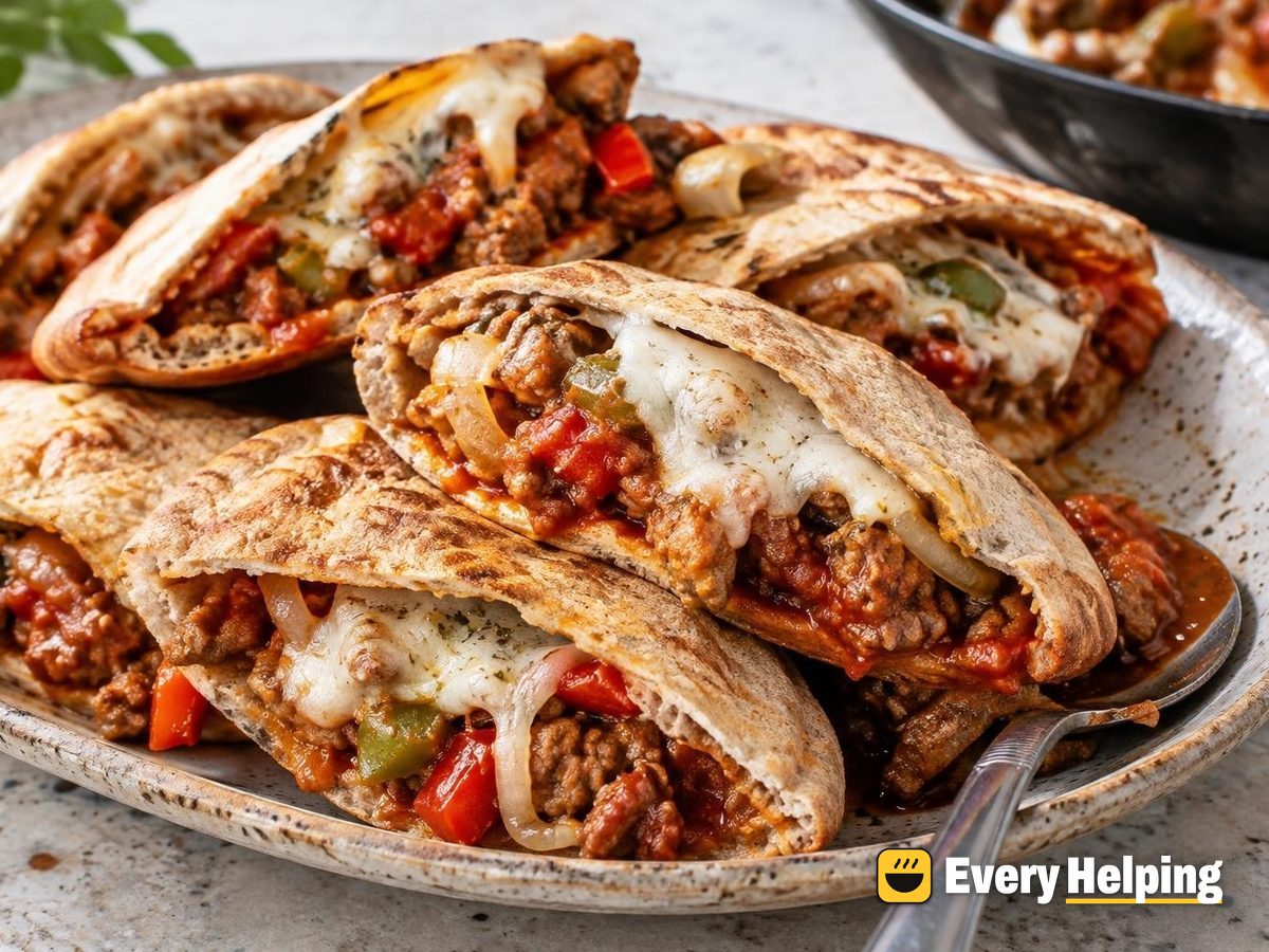 Italian Sausage-Style Pork and Pepper Pita Melts