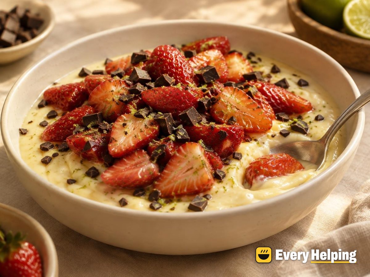 Honey Vanilla Soy Pudding with Lime Strawberries