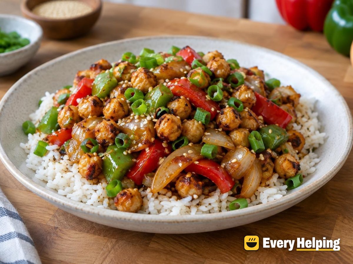 Crispy Chickpea Ginger Garlic Pepper Stir-Fry