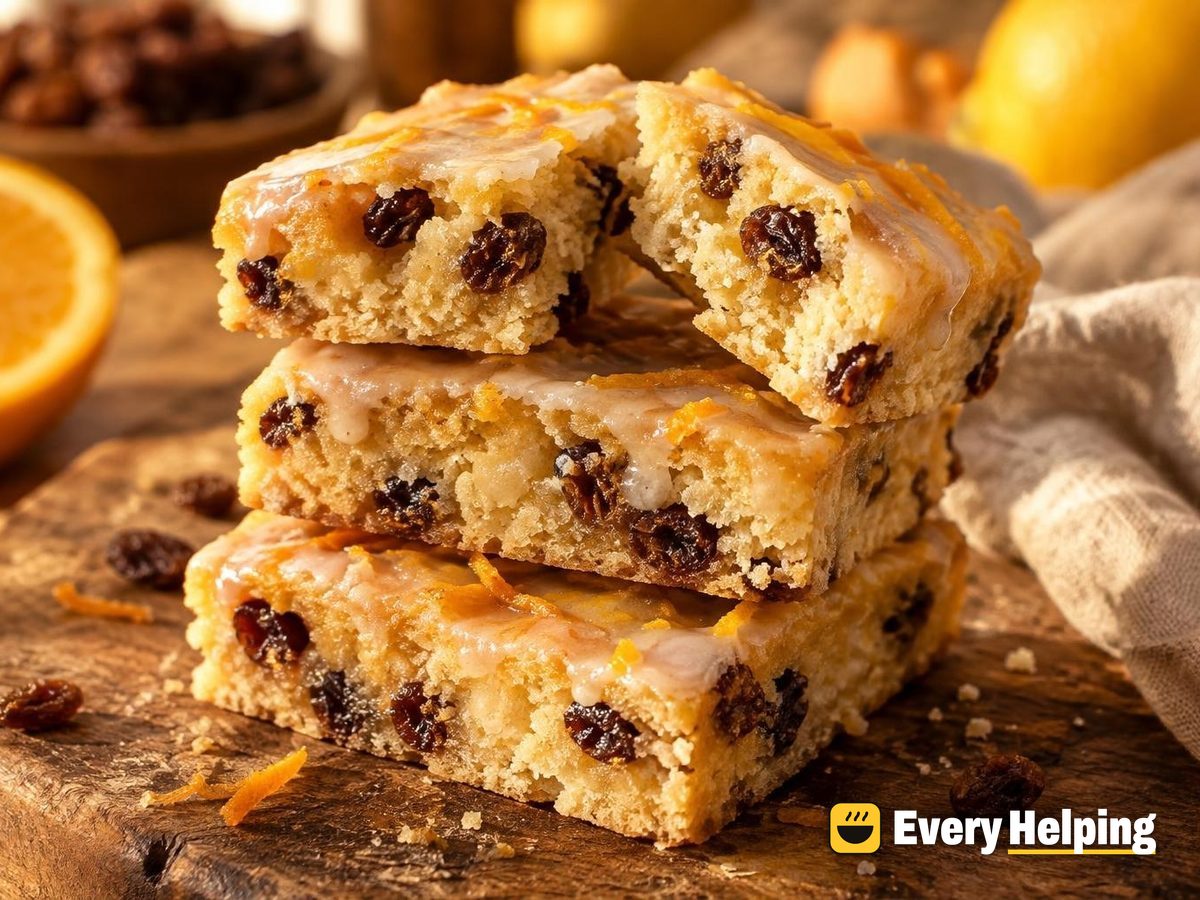 Orange-Glazed Raisin Shortbread Bars