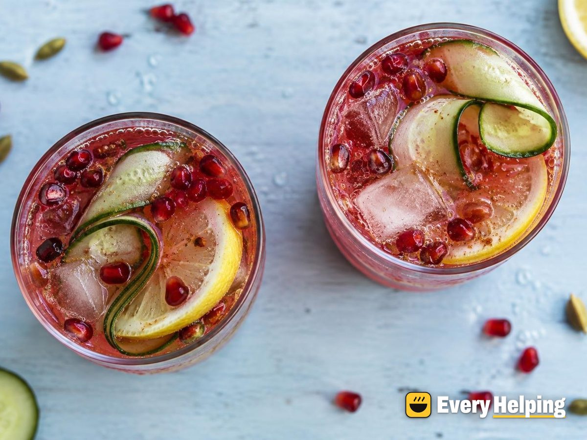 Cardamom Lemon Pomegranate Cucumber Cooler