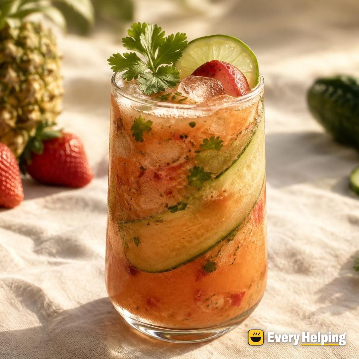 Pineapple Strawberry Cilantro Lime Spritzer