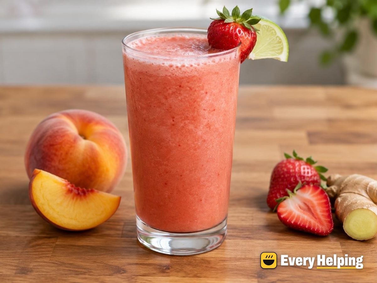 Peach-Watermelon Strawberry Agua Fresca with Ginger