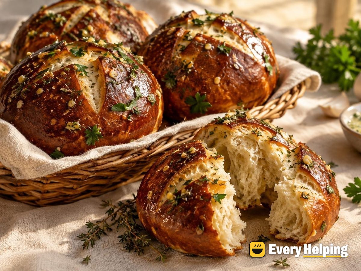 Garlic Parsley Butter Pretzel Rolls