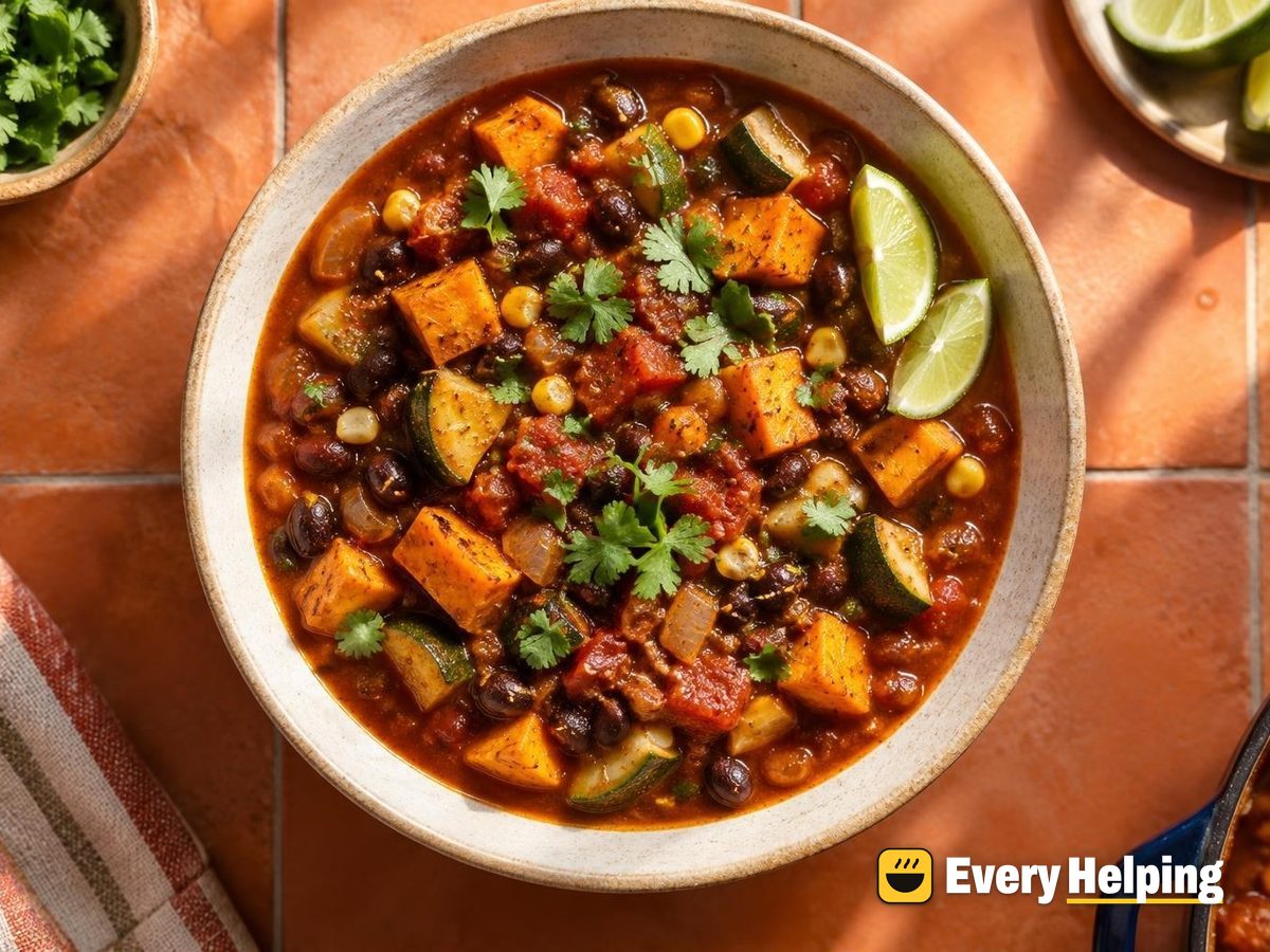 Sweet Potato and Black Bean Chili Roja