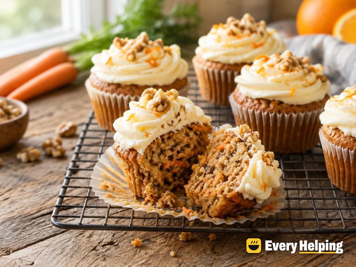 Carrot Cupcakes with Orange Cream Cheese Frosting