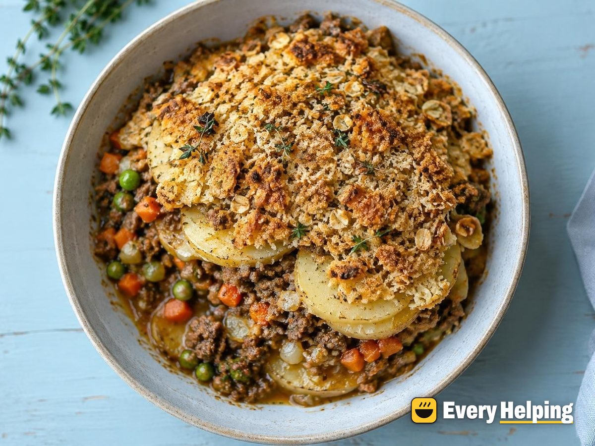 Beef and Potato Hotpot with Oat Crumb