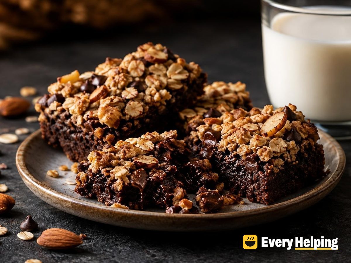 Almond Oat Streusel Brownie Bars