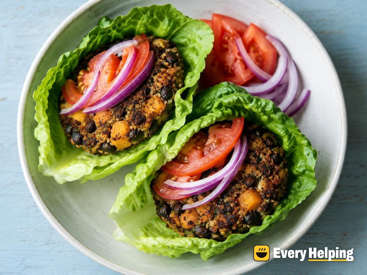 Black Bean Sweet Potato Burgers, Lettuce-Wrapped