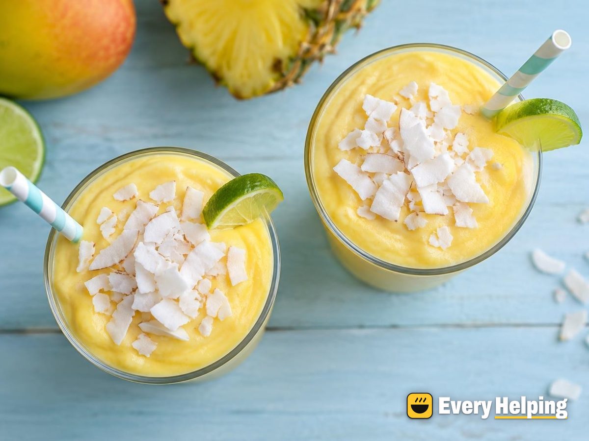 Creamy Mango Piña Colada with Coconut Flakes