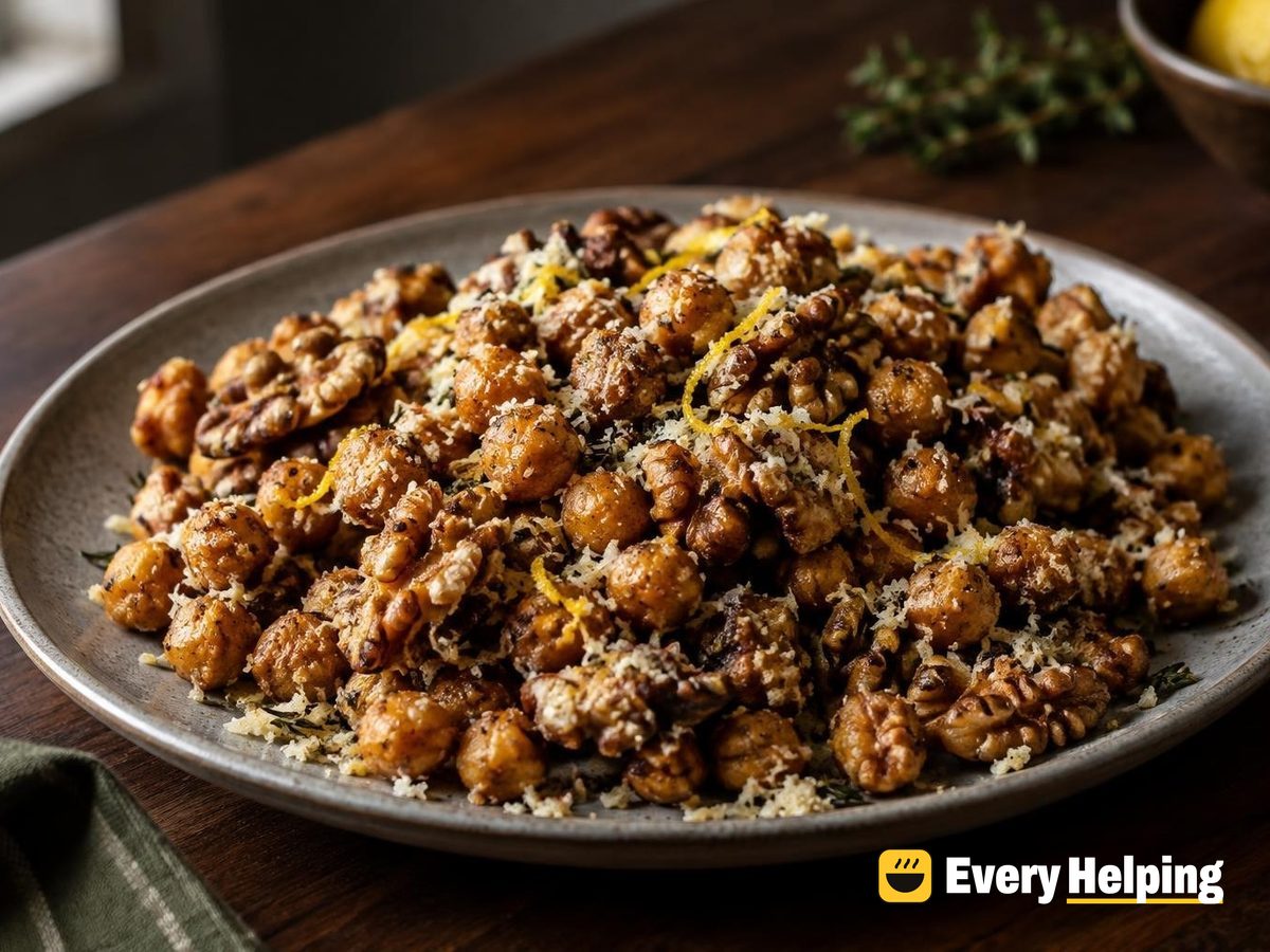 Parmesan Thyme Walnuts with Crispy Chickpeas