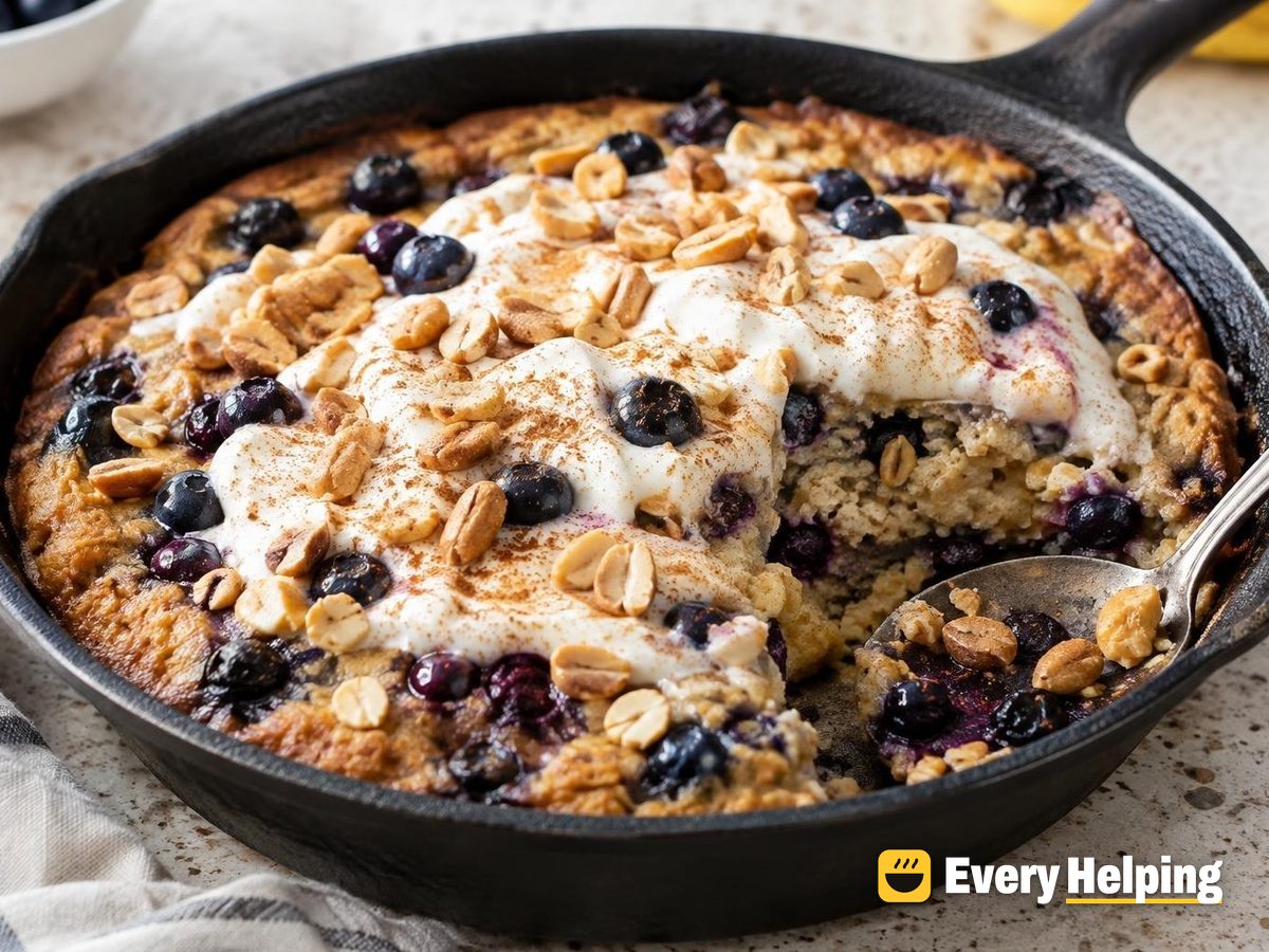 Peanut Butter Banana Oat Skillet Pancakes