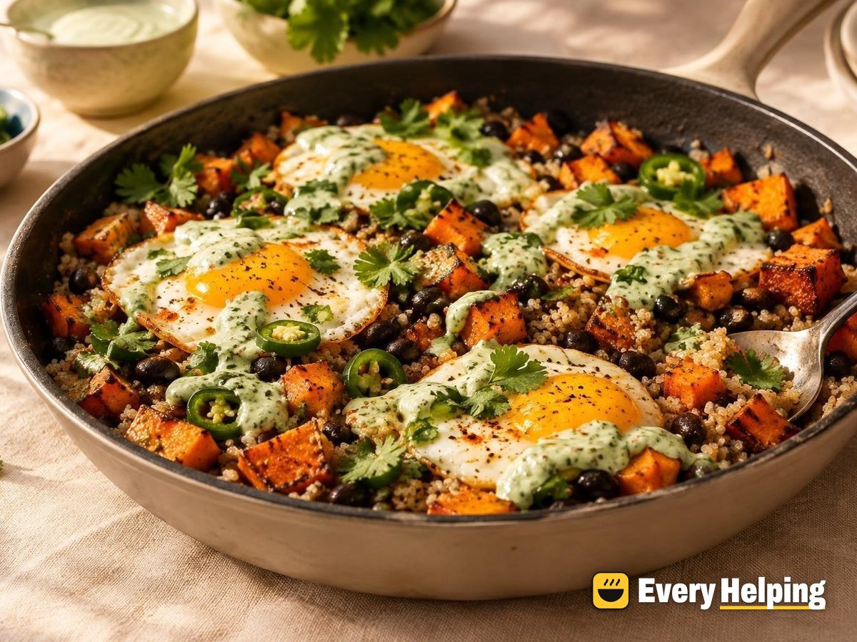 Huevos Quinoa Bowls with Cilantro-Jalapeño Crema