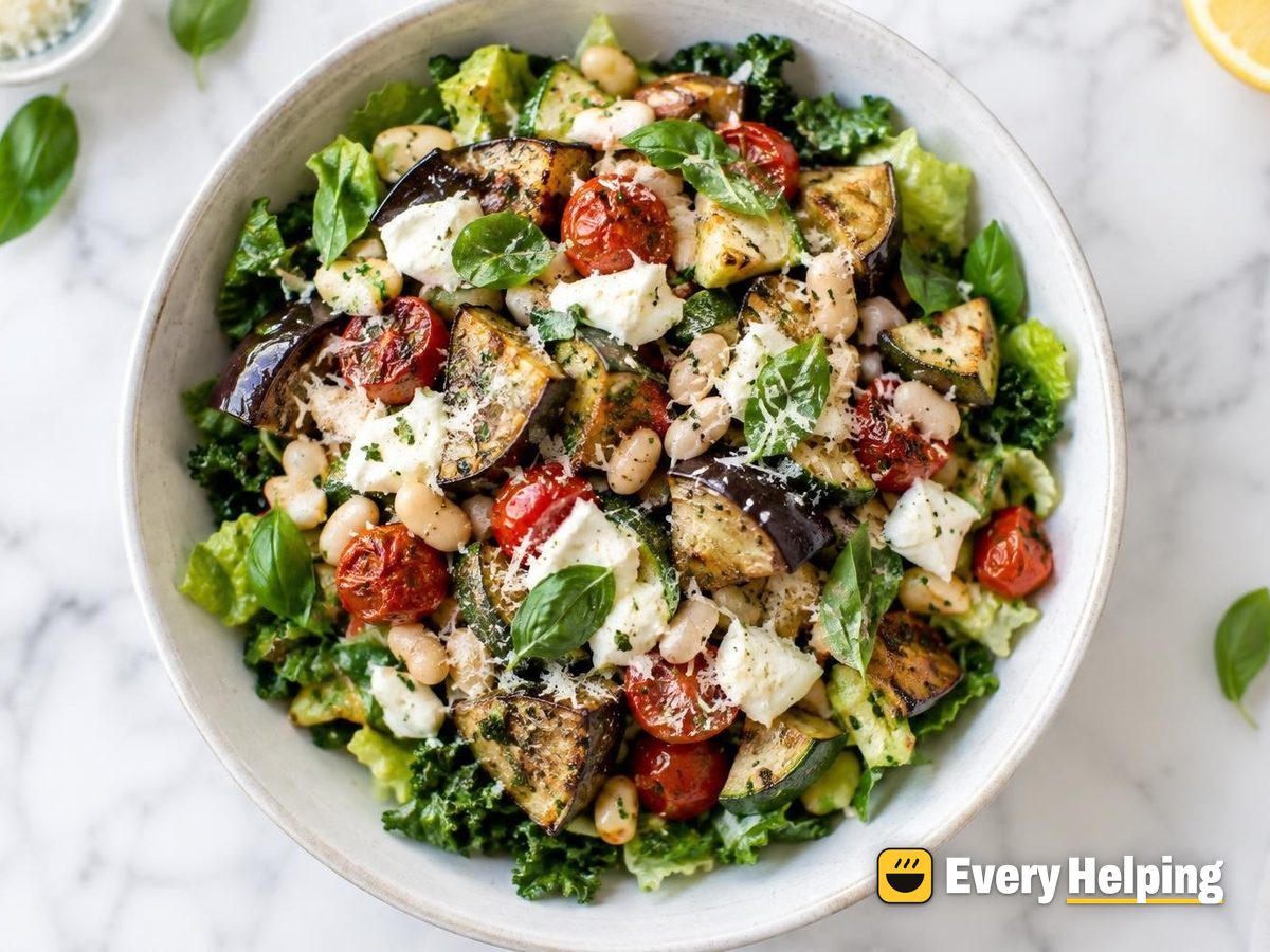Roasted Eggplant and Cannellini Kale Bowls