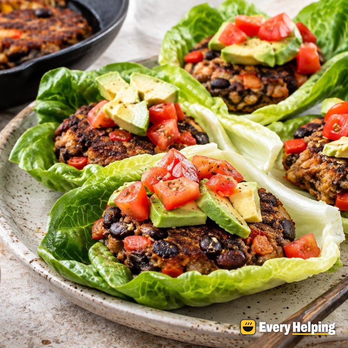 Black Bean Cauliflower Burgers in Lettuce Cups