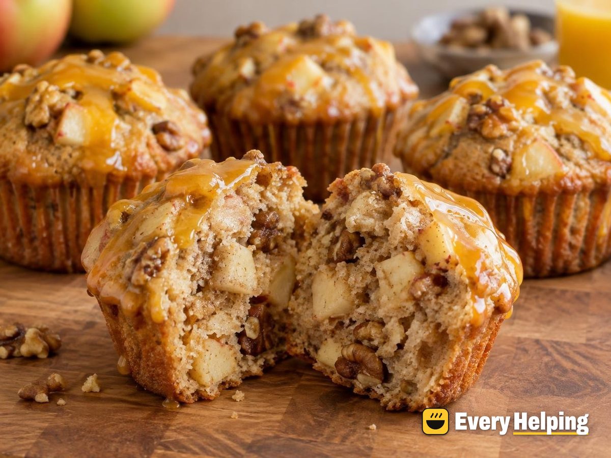 Apple Walnut Muffins with Orange Glaze