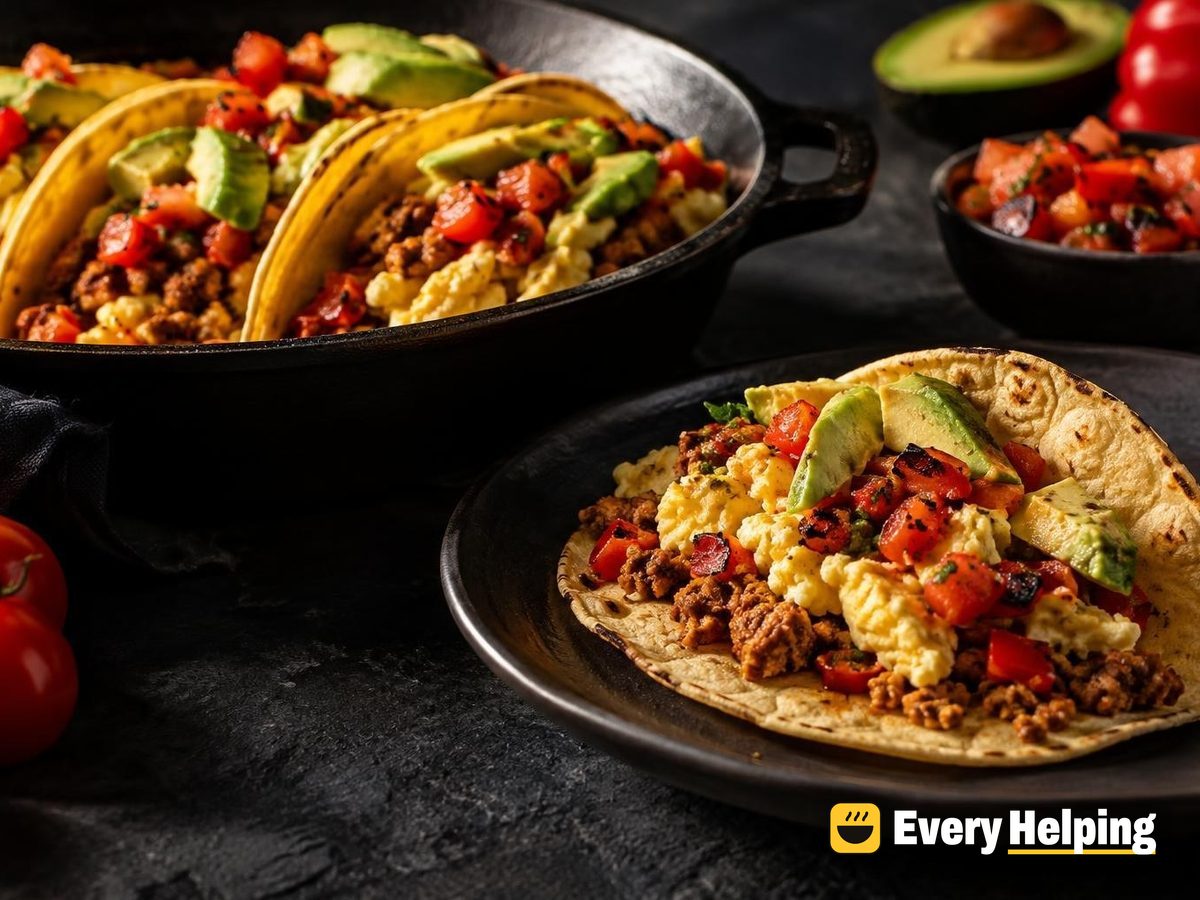Turkey Chorizo-Spiced Breakfast Tacos with Eggs