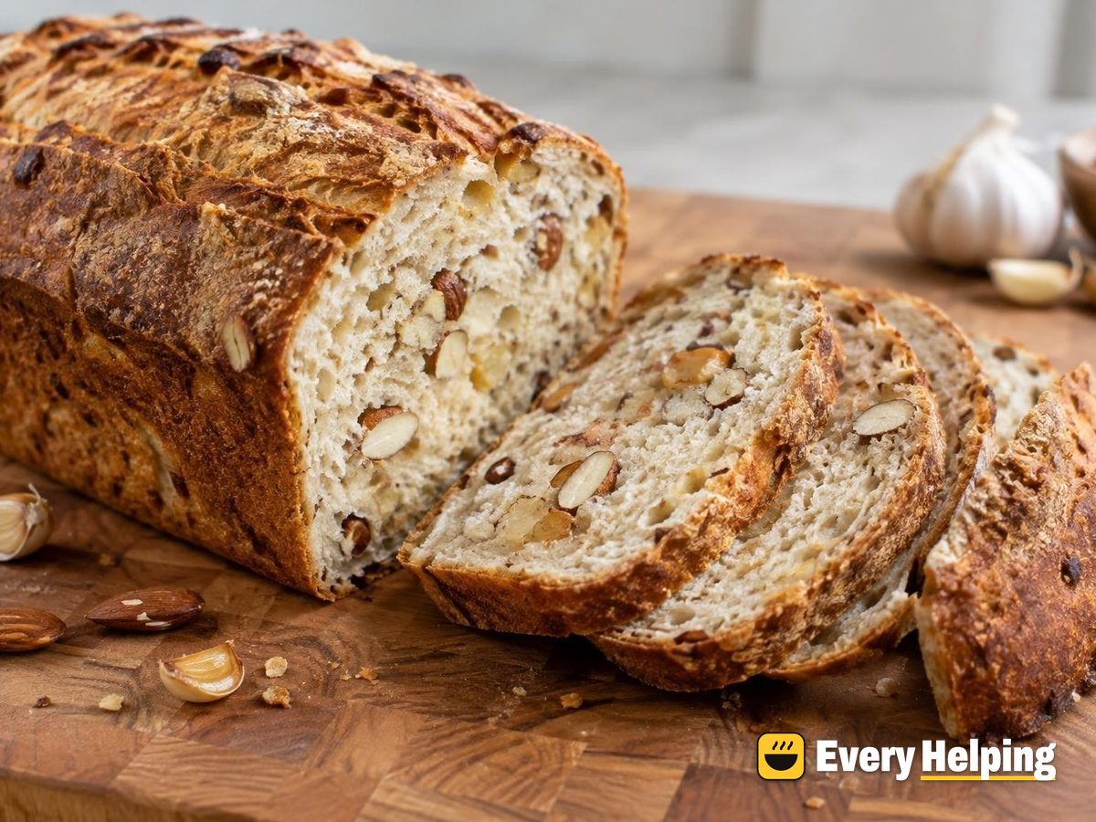 Crusty Roasted Garlic Almond Sandwich Loaf