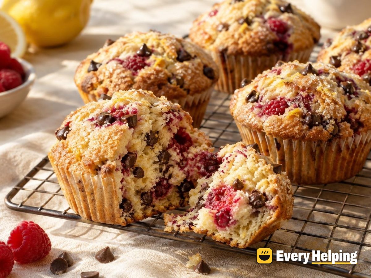 Raspberry Chocolate Chip Muffins with Lemon