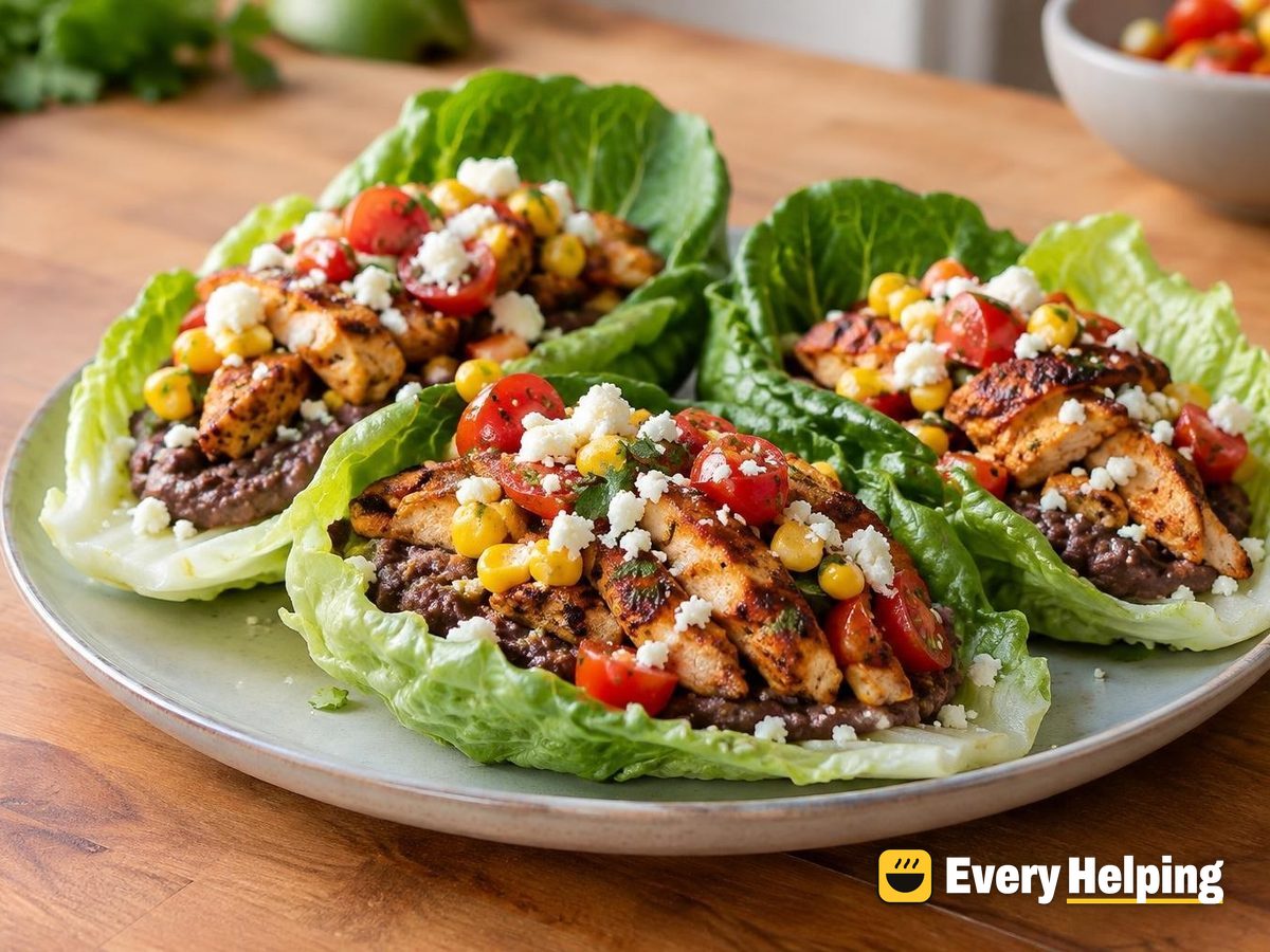 Chipotle-Style Chicken Lettuce Cups with Black Bean Hummus