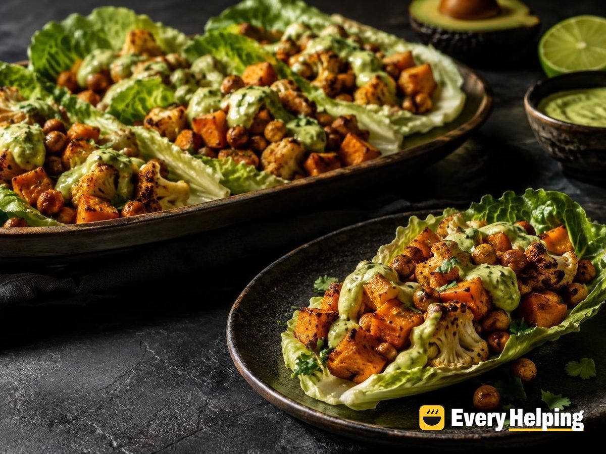 Roasted Sweet Potato Chickpea Lettuce Wraps