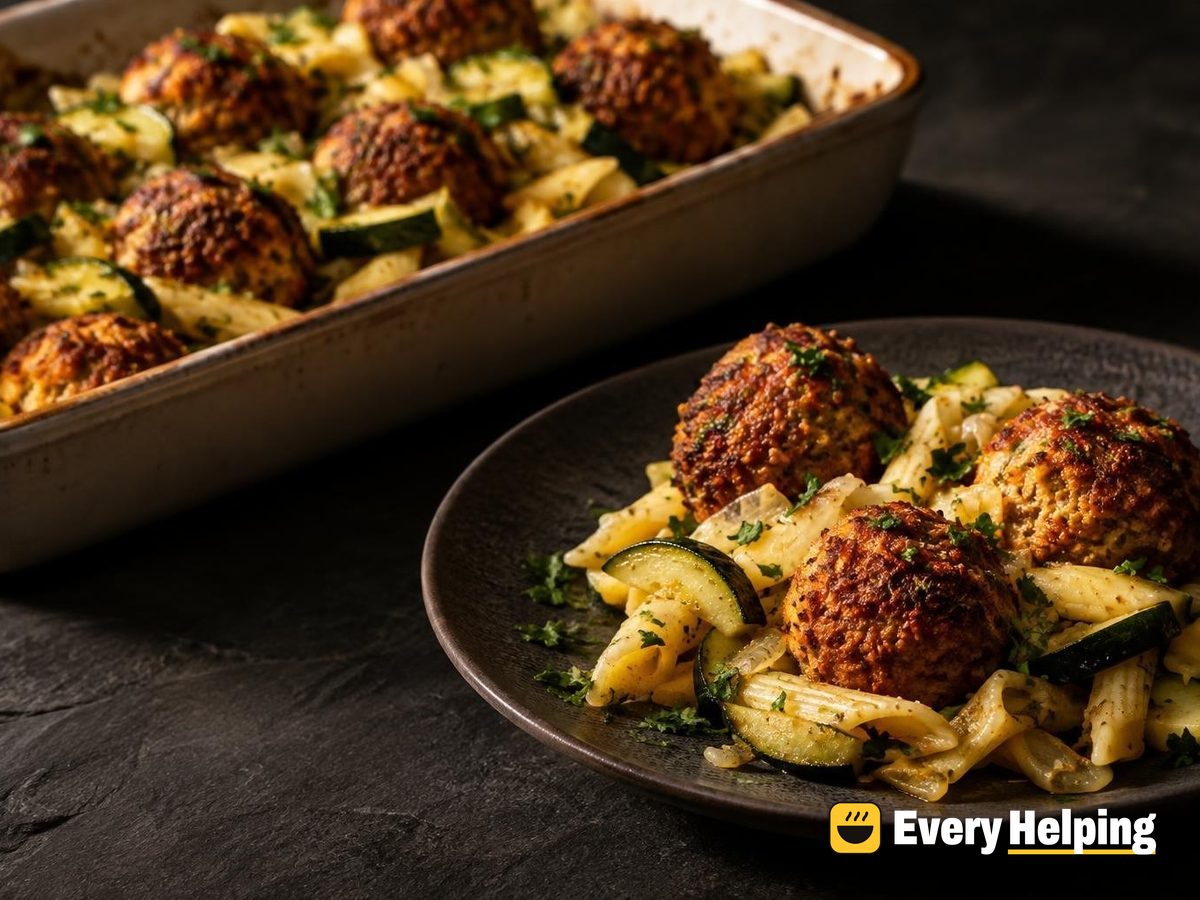 Smoky Paprika Tofu Balls with Garlic Pasta