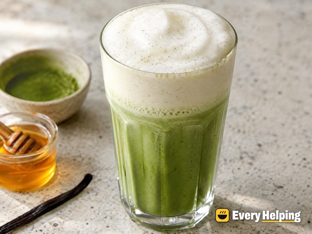 Frothy Vanilla Honey Green Tea Latte