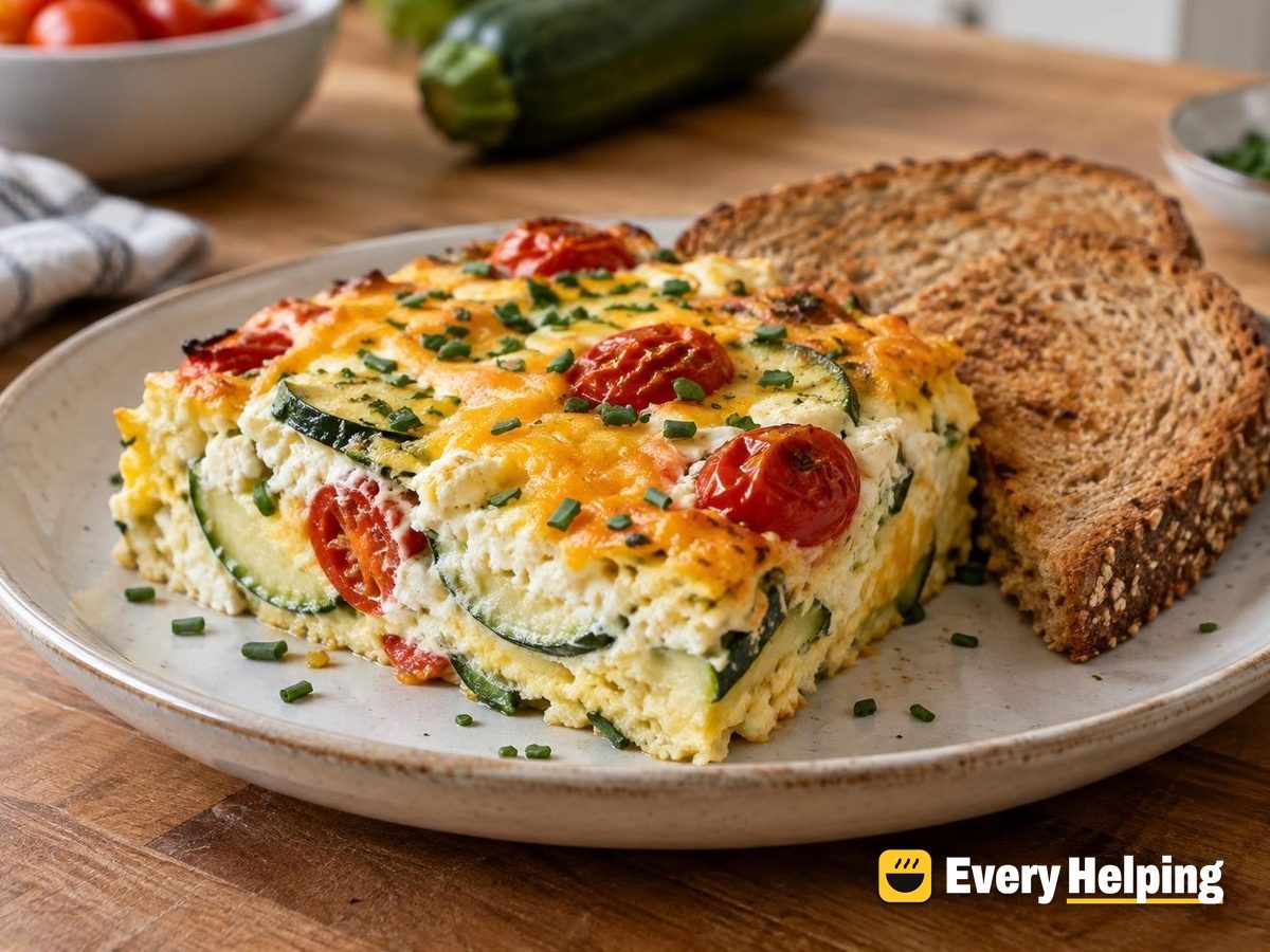 Zucchini Ricotta Egg Bake with Cheddar and Chives