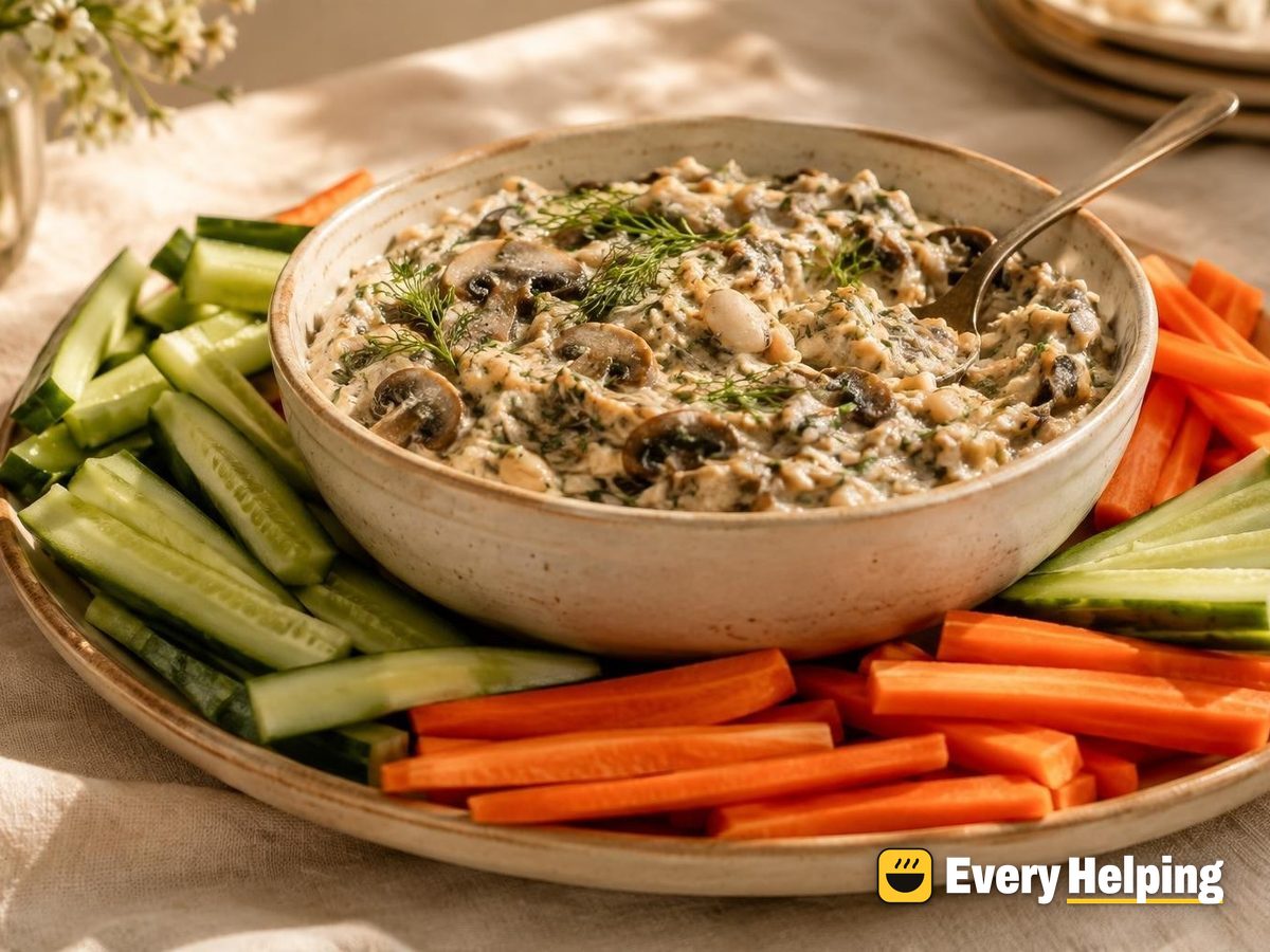 Garlicky Mushroom Herb Spread with Crudités