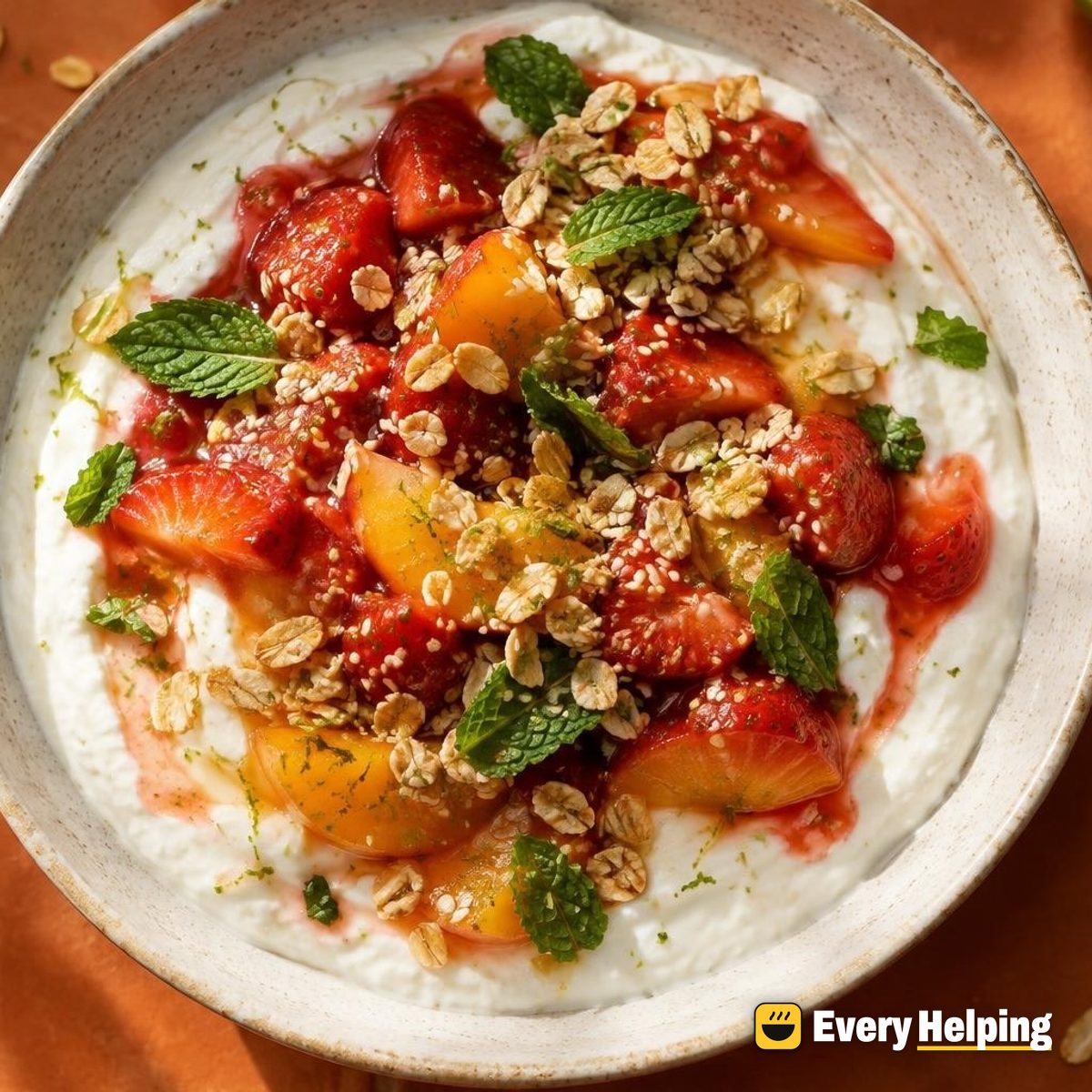 Set 2% Yogurt with Strawberry-Peach Mint Compote