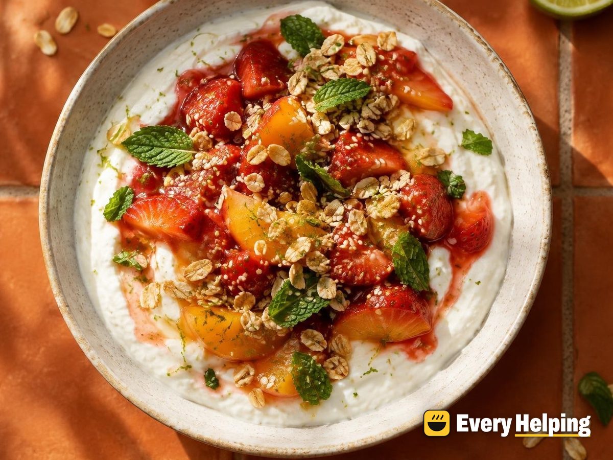 Set 2% Yogurt with Strawberry-Peach Mint Compote