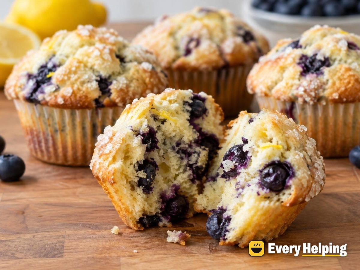 Lemon Blueberry Muffins with Sugar Tops