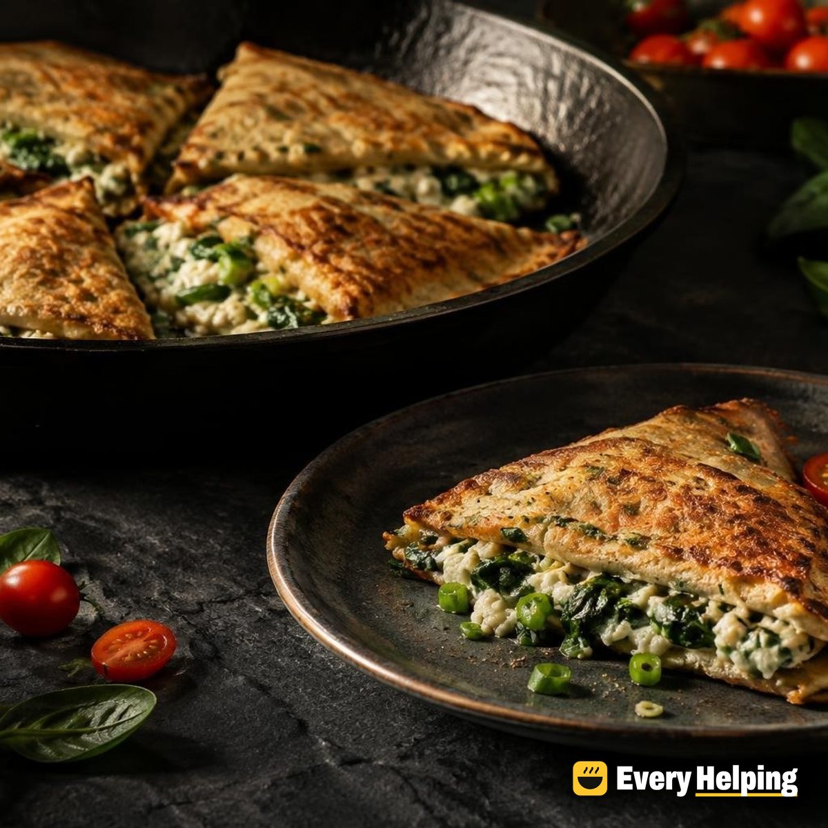 Crisp-Folded Oat Crêpes with Herbed Spinach Ricotta