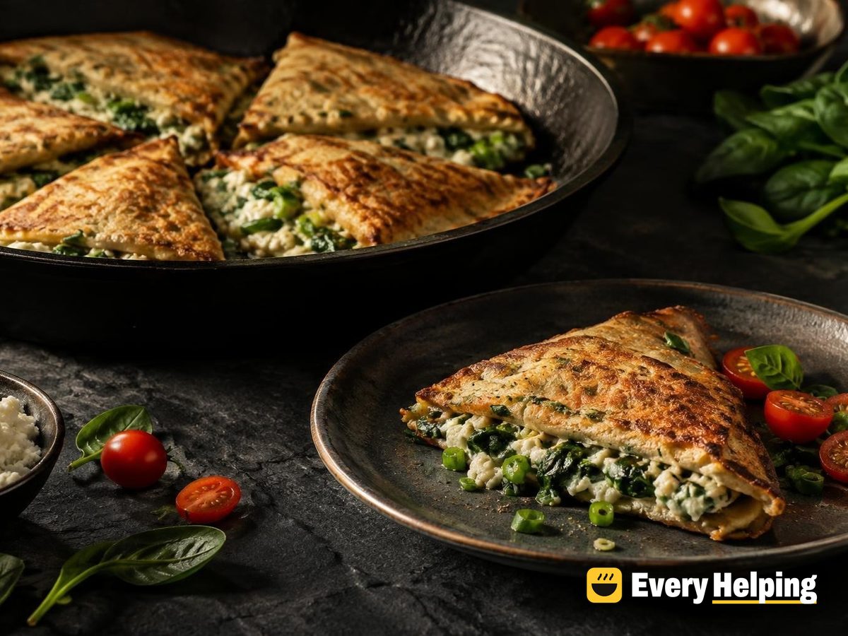 Crisp-Folded Oat Crêpes with Herbed Spinach Ricotta