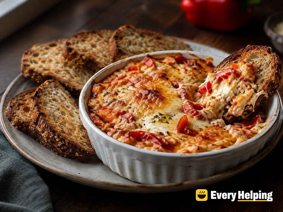 Warm Baked Roasted Pepper Cottage Cheese Dip