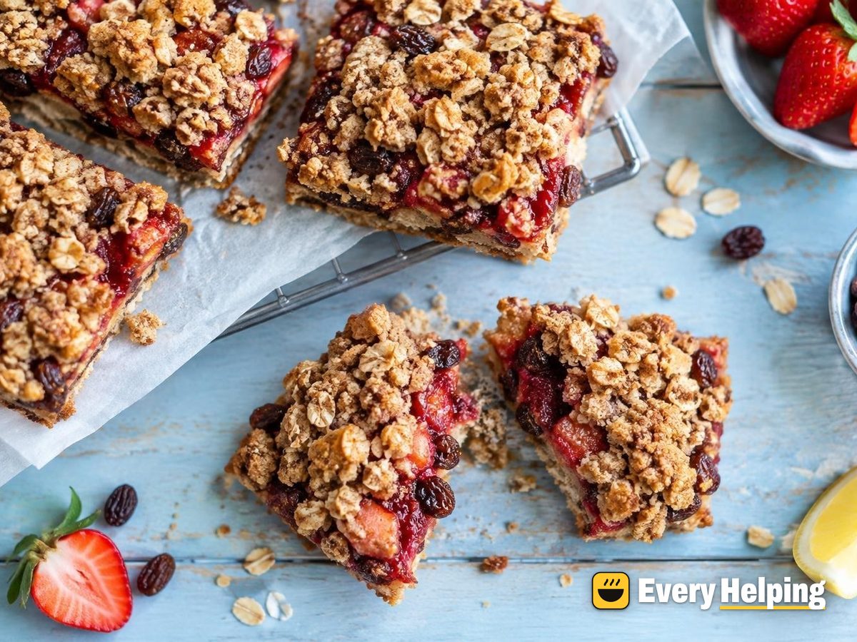 Strawberry Raisin Oat Crumble Bars