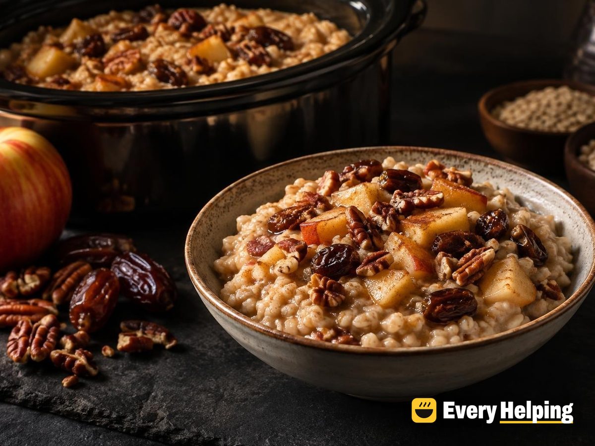 Slow Cooker Apple Cinnamon Oat and Barley Porridge