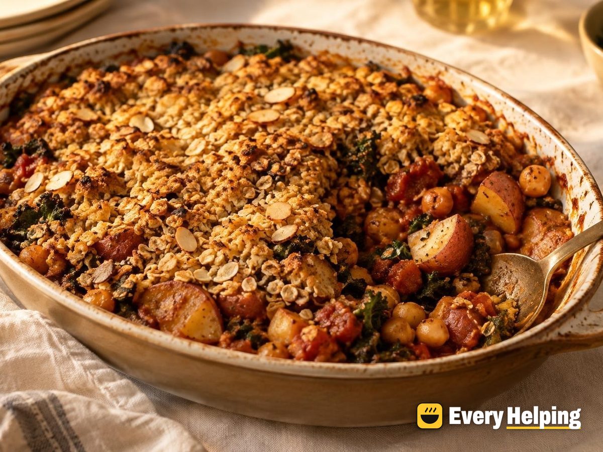 Smoky Chickpea Potato Bake with Oat Crumb