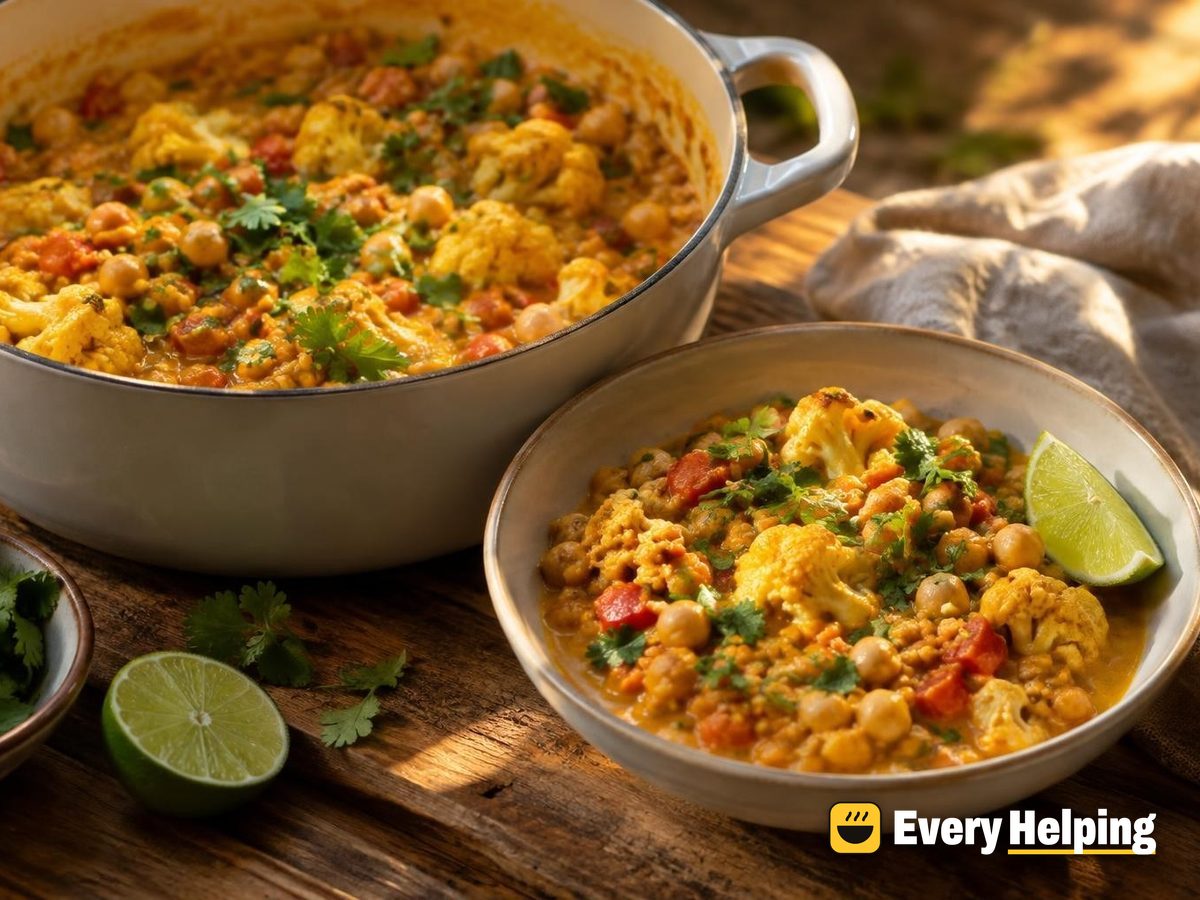 Curried Coconut Cauliflower and Chickpea Chili