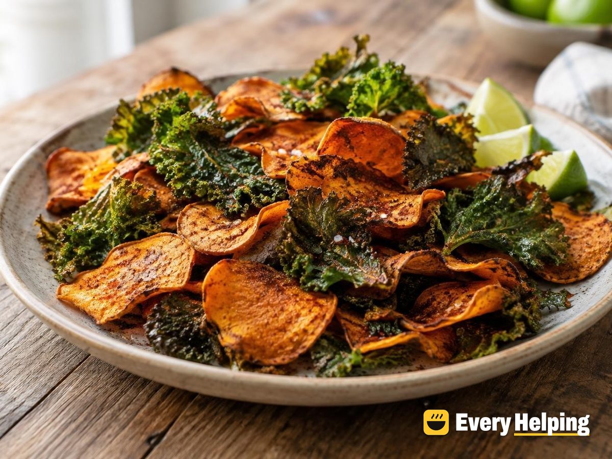Smoky Paprika Kale and Sweet Potato Chips