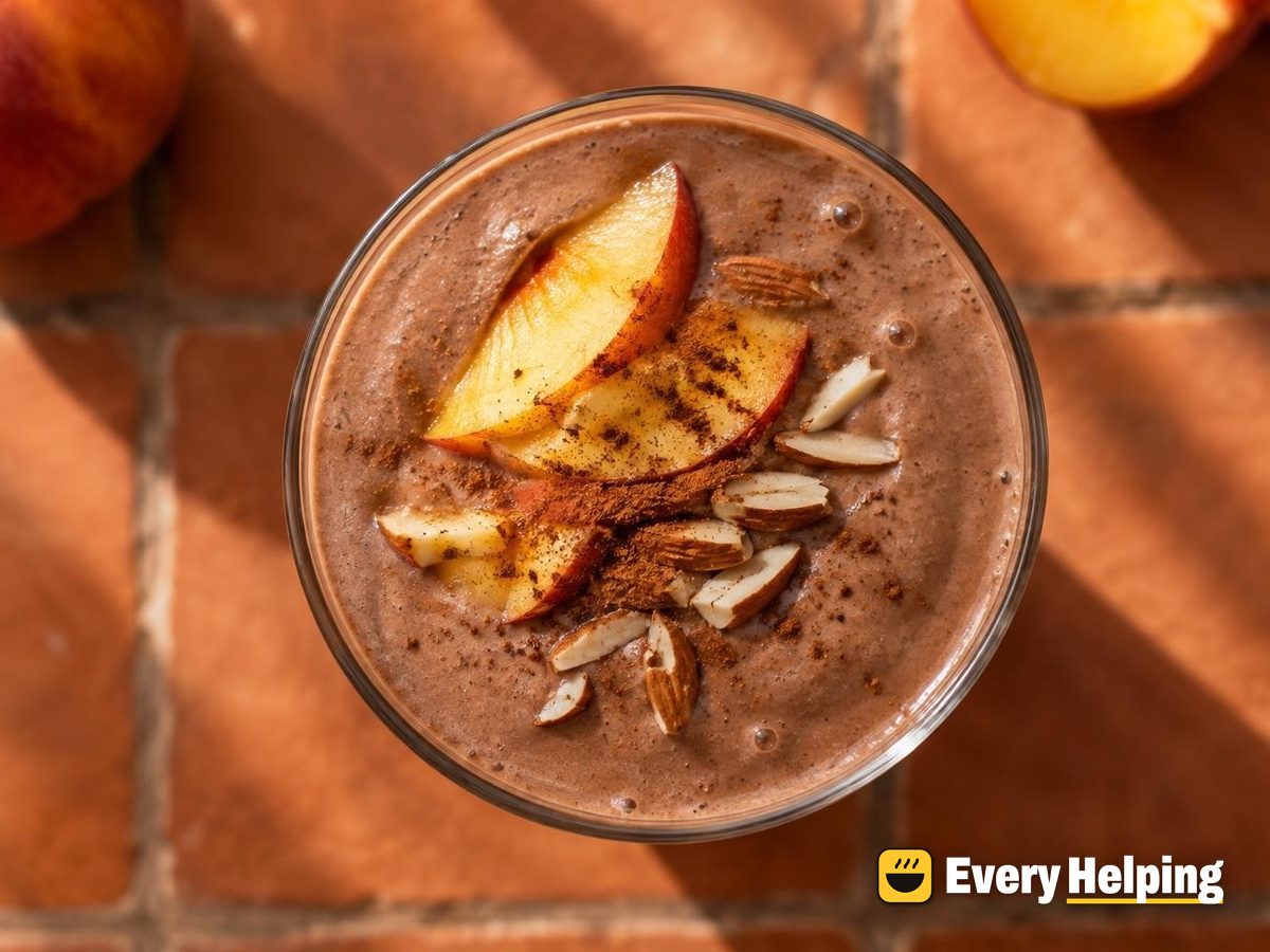 Chocolate Peach Almond Butter Smoothie