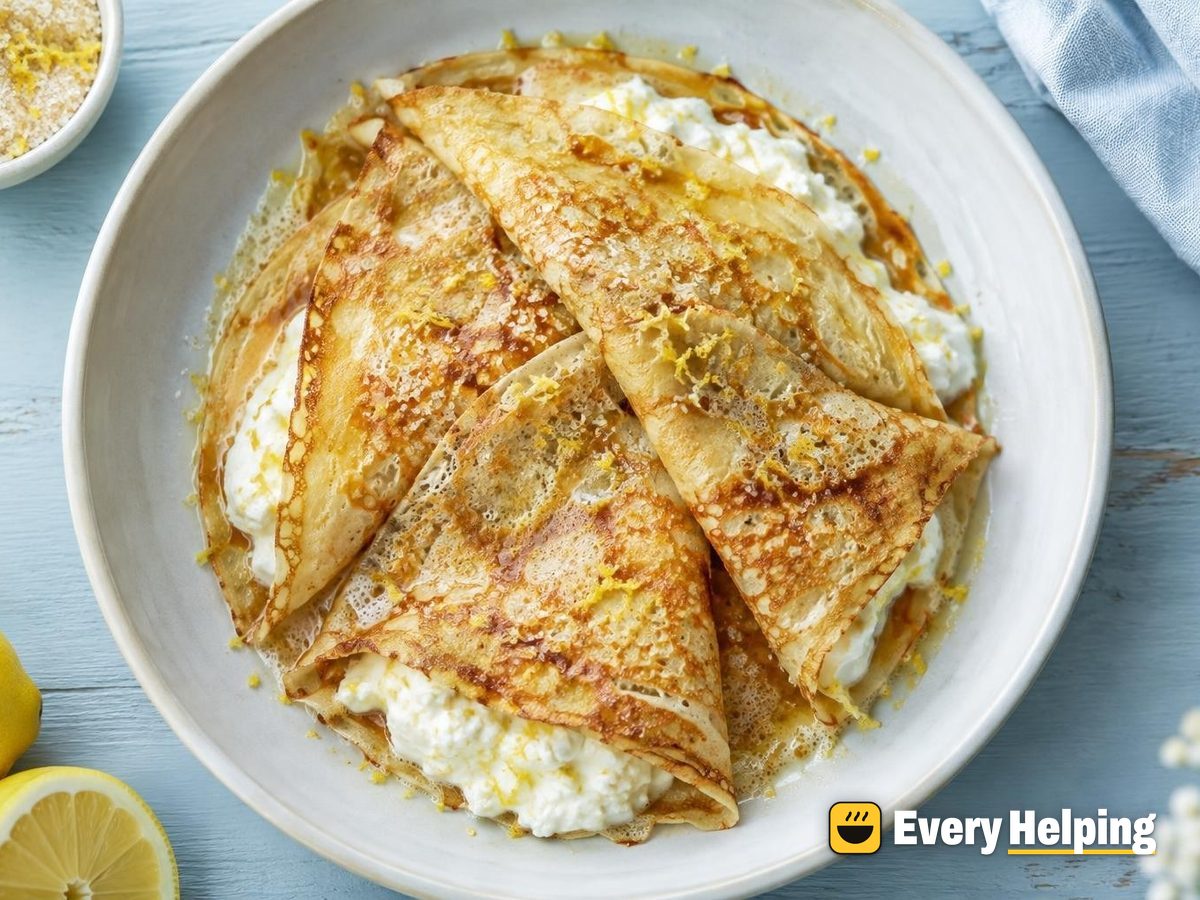 Brown Butter Lemon Sugar Crêpes with Ricotta