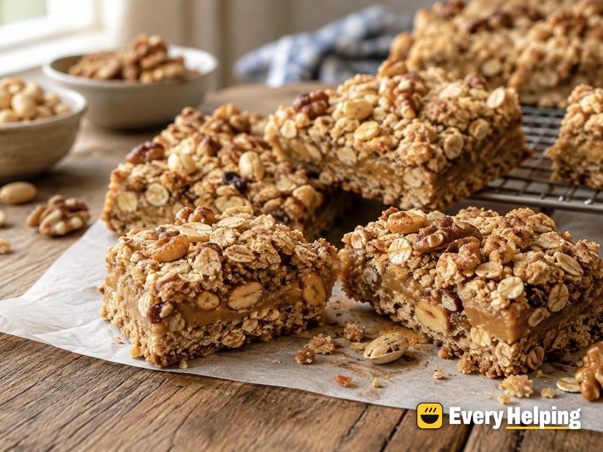 Salted Peanut Walnut Oat Crumble Bars