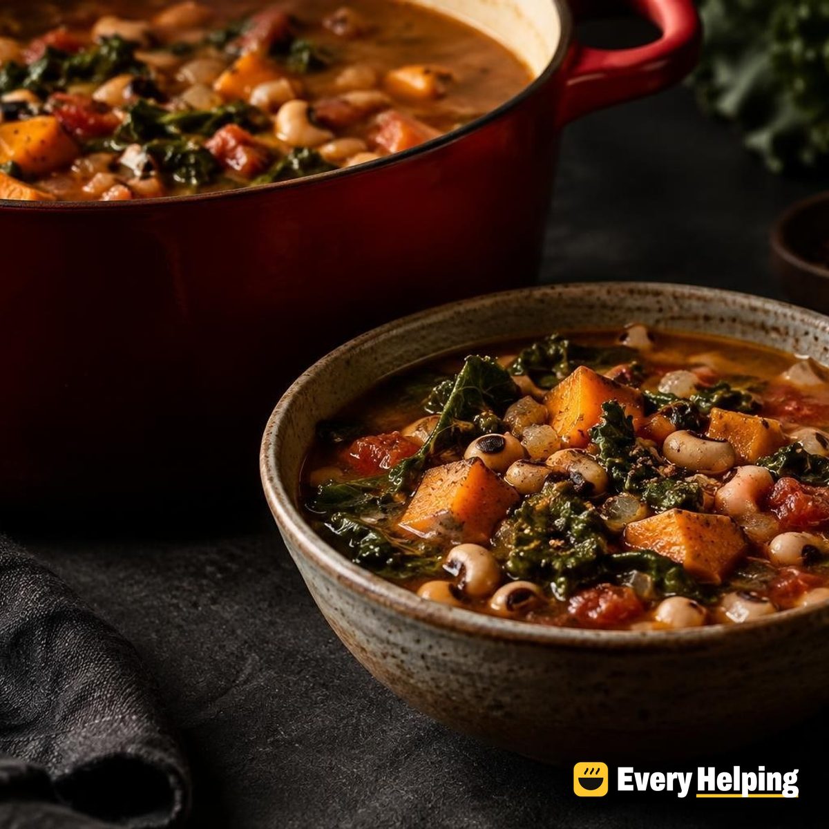 Black-Eyed Pea and Collard-Style Kale Soup