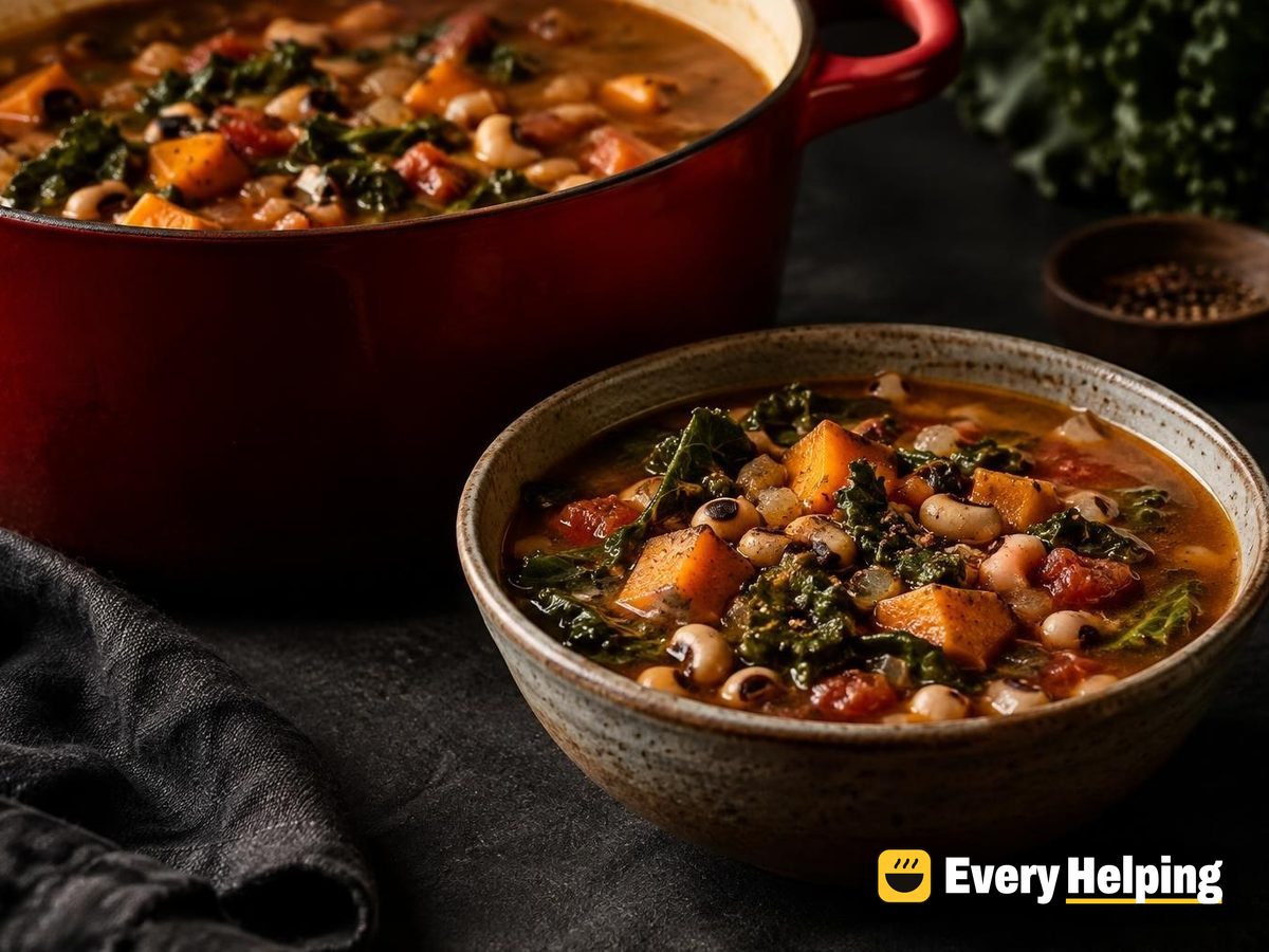 Black-Eyed Pea and Collard-Style Kale Soup